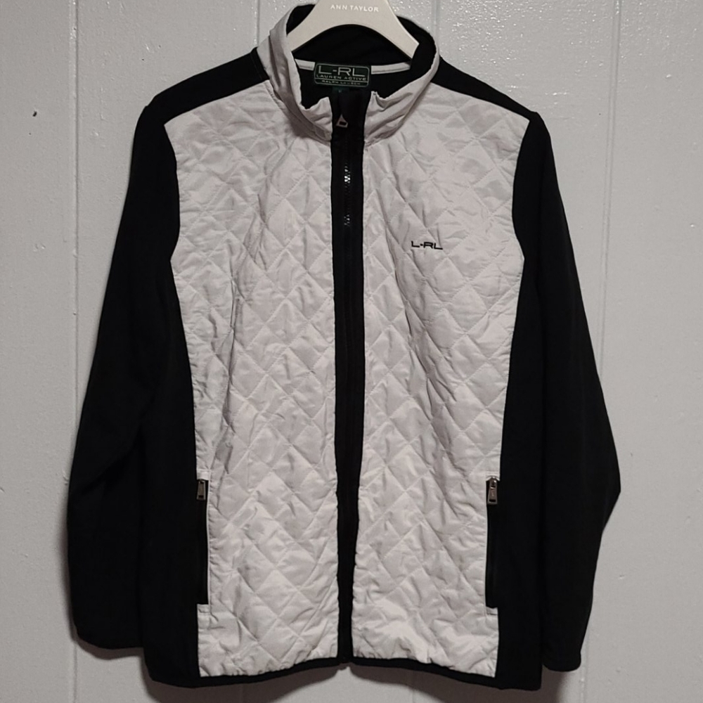 L-RL Lauren Active White Black XL Thin Jacket